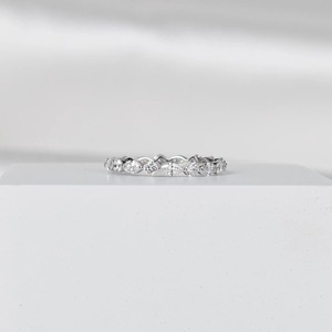 14K Gold Lab Grown Diamond Eternity Band Marquise and Round Alternating Wedding <b>Ring</b> <b>Dainty</b> Stackable Anniversary <b>Ring</b> - Product Image 1