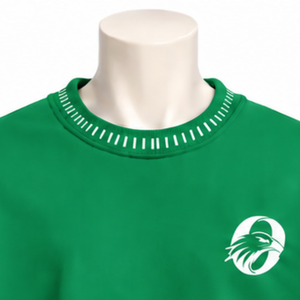 Mens Green Stitched Border Distressed Crewneck Sweatshirt Oversized <b>Long</b> <b>Sleeve</b> Pullover Casual Streetwear Fashion <b>Training</b> <b>Top</b> - Product Image 3