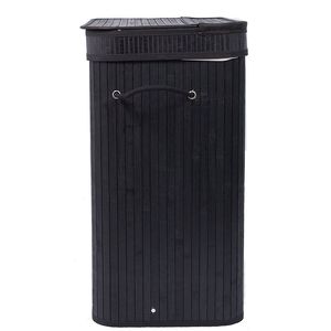Cesto portabiancheria in bambù con coperchio a ribalta, struttura in legno e rivestimenti rimovibili - Product Image 5