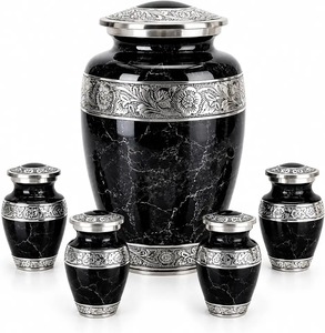Urna Funeraria con Patrón de Mármol Blanco, Placa y Tapa Plateadas para Cenizas de Adultos, Urna Conmemorativa Hermosa y Grande para Cenizas de Adultos - Product Image 4