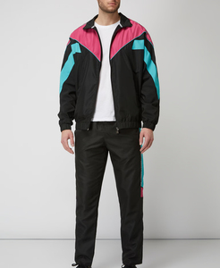 Mens Color Blocking <b>Tracksuit</b> Set Breathable Sporty Full Length Zipper Windbreaker Jacket Pants Black <b>Pink</b> Teal Spring <b>Tracksuit</b> - Product Image 1