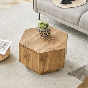 Table basse hexagonale en MDF de haute qualité avec tiroirs, design pratique et unique - Product Image 6