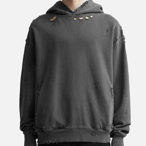 เสื้อฮู้ดดี้ผ้าฝ้ายฟลีซ 100% แบบดิสเทรส หลายสี และเสื้อฮู้ดดี้สไตล์วินเทจแบบดิสเทรส - Product Image 2