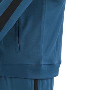 Survêtement bleu pour homme, fermeture éclair intégrale, col demi-zip, manches longues, coupe classique, poches latérales, respirant, polyester et coton, style décontracté - Product Image 6