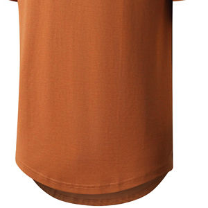 T-shirt tricoté à manches courtes pour homme, couleur orange foncé, col rond, séchage rapide, coupe classique, couleur unie, vêtement décontracté - Product Image 4