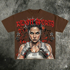 REXFIT SPORTS Ropa Urbana con Diseño Gráfico Personalizado, Camiseta de Colores Sólidos con Logotipo Serigrafiado, 240 GSM - Product Image 1