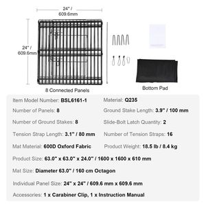 Corral Metálico Plegable de 8 Paneles para Perros con Base Acolchada de 24 Pulgadas de Alto, Jaula para Cachorros con Estacas para el Suelo para Entrenamiento y Ejercicio - Product Image 5