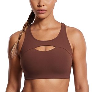 Women Seamless Scoop Neck Sports Bra Racerback Cut-Out Design Medium Support Solid Color Yoga Bra For Adults - Product Image 6