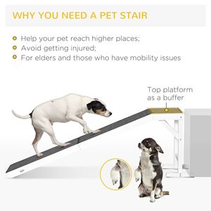 Rampa Plegable para Perros con Plataforma Superior Antideslizante Gris y Blanca, Accesorio Conveniente para Camas de Mascotas - Product Image 3