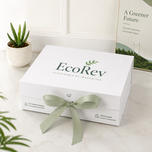 Custom Eco-Friendly Recycled <b>Materials</b> Waterproof Rigid Cardboard <b>Magnetic</b> Closure Foldable Gift Packaging Box with Ribbon - Product Image 1