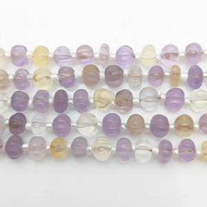 ลูกปัดอะเมทรินธรรมชาติขนาด 5–7 มม. รูปฟักทองแกะสลัก ลูกปัดควอตซ์ทรงเมลอนสำหรับทำเครื่องประดับ ขายส่ง - Product Image 2