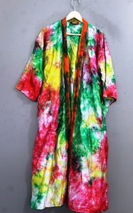 <b>Women</b> Tie Dye <b>Robe</b> Long Sleeve Full Length Casual Sleepwear Soft Woven Polyester Drawstring Closure Summer Wear - Product Image 6