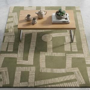 Alfombra Moderna de Diseño Geométrico Lineal Abstracto en Verde Salvia, Alfombra Contemporánea Hecha a Mano con Patrón para Decoración de Sala de Estar y Dormitorio - Product Image 4