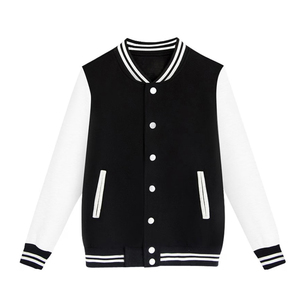 Vestes unisexes d'hiver surdimensionnées, style bomber, varsity, avec manches en laine brodées, motif dessin animé, qualité supérieure, fabrication OEM personnalisée. - Product Image 4