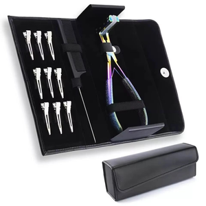 Nouvelles pinces à pression pour extensions de cheveux durables, en acier inoxydable, avec étui noir personnalisé et logo sur mesure - Product Image 1