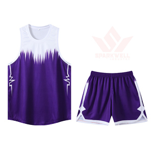 SPARKWELL ชุดเสื้อบาสเก็ตบอลเสื้อกล้ามแขนกุดกางเกงขาสั้นไล่ระดับสีฟ้าสีขาวดูดซับความชื้นระบายอากาศได้ดีแห้งเร็วสำหรับนักกีฬา - Product Image 5