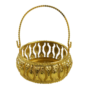 Luxury <b>Gold</b> Colored Design Bouquet Fruit Candy With Handle Hanging Design Best For <b>Storage</b> Fashion Fruit With Decorative <b>Basket</b> - Product Image 5
