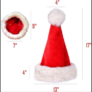 Chapeau de Noël rouge du Père Noël avec bordure en peluche blanche et pompon – Coiffe confortable pour fêtes de fin d'année pour adultes et enfants – Festif - Product Image 4