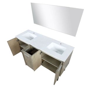 Mobile bagno doppio rustico in acacia da 60 pollici L X 20 Pollici Top in quarzo bianco D e 55 pollici. Specchio da Bagno da 60 Pollici per Mobili da Bagno - Product Image 4