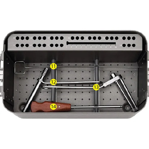 Juego de instrumentos para tornillos canulados de 6.5 mm de Azicon, de acero inoxidable, para ortopedia, con taladro para fragmentos grandes, macho de roscar y destornillador, en caja contenedora - Product Image 1