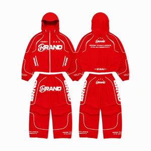 Wholesale Custom Patchwork Nylon Tracksuit Streetwear <b>Reflective</b> Lines Windbreaker Sweatsuit Zip up <b>Jacket</b> and Pants Sets <b>Men</b> - Product Image 2