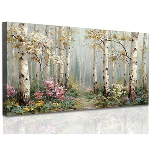 Impresión Artística de Bosque de Abedules Otoñal en Acrílico, Pintura de Paisaje Tradicional Hecha a Mano, Venta al Por Mayor - Product Image 2