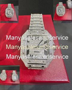 Reloj de Pulsera Automático de Lujo con Esfera Cuadrada de Cristal, Completamente Adornado con Moissanita Blanca VVS1 y Diamantes, Estilo Hip Hop para Hombre - Product Image 5