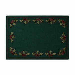 Traditional Embroidery Green <b>Place</b> <b>Mat</b> With Plant Pattern Decorative Design <b>Place</b> <b>Mat</b> for Christmas Use - Product Image 2