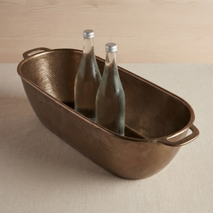Luxury Hammered Bronze Beverage Tub Metal Wine Chiller <b>Champagne</b> Oval Cooler Tub Home Hotel Bar Wedding Party Tableware - Product Image 4