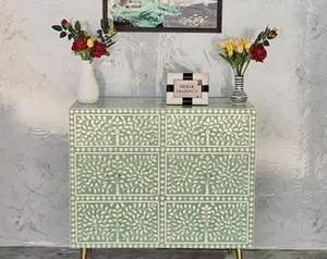 Commode contemporaine en os incrusté avec motifs complexes faits à la main et espace de rangement fonctionnel - Product Image 1