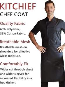 Veste de chef blanche à manches courtes pour homme, mélange polyester/coton, haute visibilité, respirante, combinaison de travail uniforme - Product Image 5