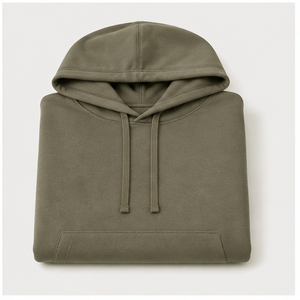 Customize Khaki Green Mens Loose <b>Longline</b> Pullover <b>Hoodie</b> Tonal Drawcord Kangaroo Pocket Garment-Dyed Cotton Terry MHOOD-0033 - Product Image 5