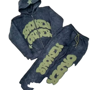 Ensemble de survêtement en molleton anthracite pour homme, sweat-shirt à capuche et pantalon de jogging, deux pièces, vêtements de sport d'hiver - Product Image 6