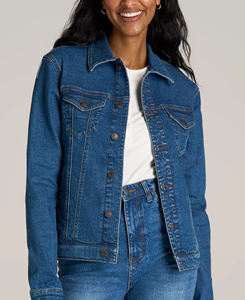 แจ็คเก็ตยีนส์ผู้หญิงไซส์ XL ความหนาปกติ คอจีน ระบายอากาศได้ดี ติดกระดุม สไตล์วินเทจ ล้างสีแบบวินเทจ สำหรับฤดูใบไม้ร่วง - Product Image 1