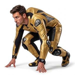 Traje de Motociclismo Dumela Dorado y Negro de Cuero, Protección Completa del Cuerpo, Impermeable, Resistente al Viento, DL-MB-25, Transpirable, para Todos los Deportes - Product Image 4