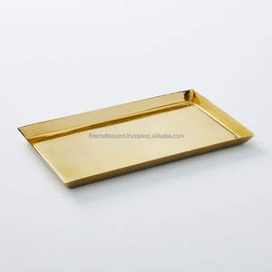 Plateau décoratif en acier inoxydable pour table, décoration métallique personnalisée avec finition polie - Product Image 5