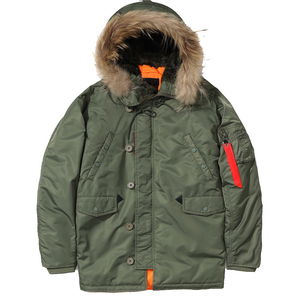 Veste matelassée à capuche pour homme, couleur vert olive, avec doublure en fourrure, coupe-vent, épaisse, en polyester, décontractée, pour l'hiver, longueur normale - Product Image 6