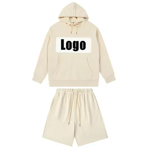 Ensemble sweat à capuche et short pour homme, couleur unie, en molleton bouclette, style décontracté, taille à cordon, coupe confortable, idéal pour l'automne - Product Image 2
