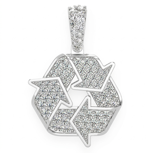 Collar de Plata 925 con Dijes de Diamantes Naturales, Diseño de Símbolo de Reciclaje, Joyería de Moda al por Mayor, Personalizable - Product Image 1