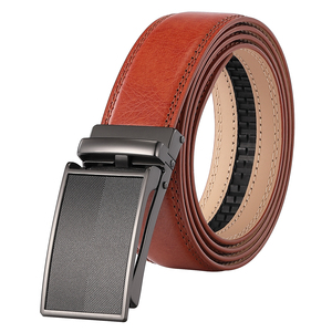 Ceinture en cuir de vachette véritable de haute qualité pour hommes, ceinture à cliquet avec boucle automatique en alliage et logo personnalisé - Product Image 4