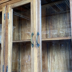 Best Collection Handcrafted Wooden Glass <b>Cabinet</b> Antique Himalayan Art - Product Image 3