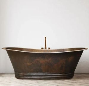 Bañera de Cobre Independiente para Adultos, Bañera Metálica Irregular de Lujo para Bañarse - Artesanía India - Product Image 5