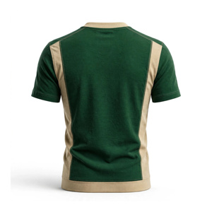 T-shirt vert à manches courtes pour homme, col rond, couleur unie, coupe oversize, tricoté, avec bordure contrastante, 100 % coton écologique 320g - Product Image 2
