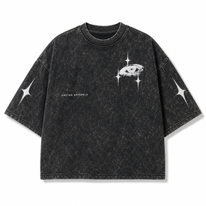 เสื้อยืดโอเวอร์ไซส์สีดำแขนสั้นสไตล์สตรีทสำหรับผู้ชายจาก ONETEN APPARELS ผ้าคอตตอนเจอร์ซีย์เนื้อหนัก 380 กรัม คอกลม - Product Image 2