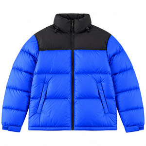 Veste d'hiver matelassée à capuche pour homme en toile résistante à l'eau avec logo personnalisé sur le devant, manteau décontracté chaud pour l'extérieur à col montant - Product Image 1