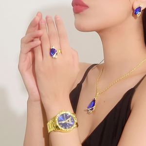Ensemble de bijoux 4 pièces, montre pour femme, montre à quartz Tour Eiffel, montre-bracelet en acier de luxe - Product Image 4