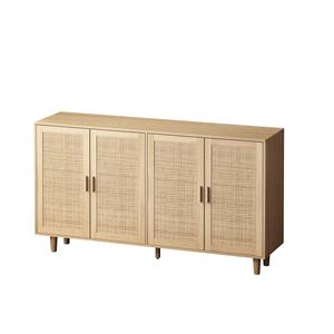 Elegante e funzionale armadietto di stoccaggio decorativo in Rattan a 4 porte facile da montare per soggiorno o 62.20 ufficio" - Product Image 5