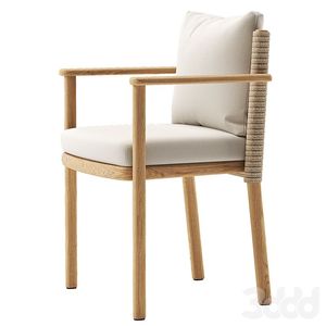 Nordic Style Minimalist Solid Wood <b>Dining</b> Set Outdoor Teak <b>Table</b> and Chairs with <b>White</b> Cushions - Product Image 2