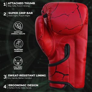 Gants de boxe FARABI en cuir PU, gants de boxe imprimés en cuir PU, fermeture Velcro, équipement d'entraînement d'arts martiaux MMA - Product Image 3