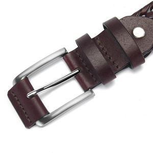 Ceinture en cuir véritable pour homme, tressée, respirante, réglable, avec boucle en acier solide, style décontracté et tendance. - Product Image 4